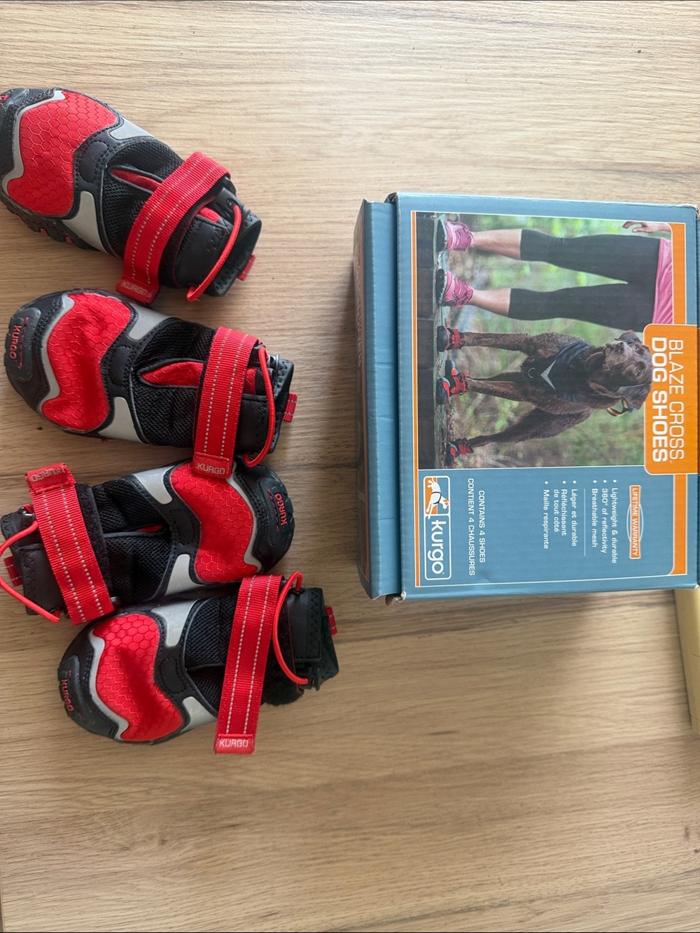 Kurgo Red and Black Blaze Cross Dog Boots - Velcro Protective Set